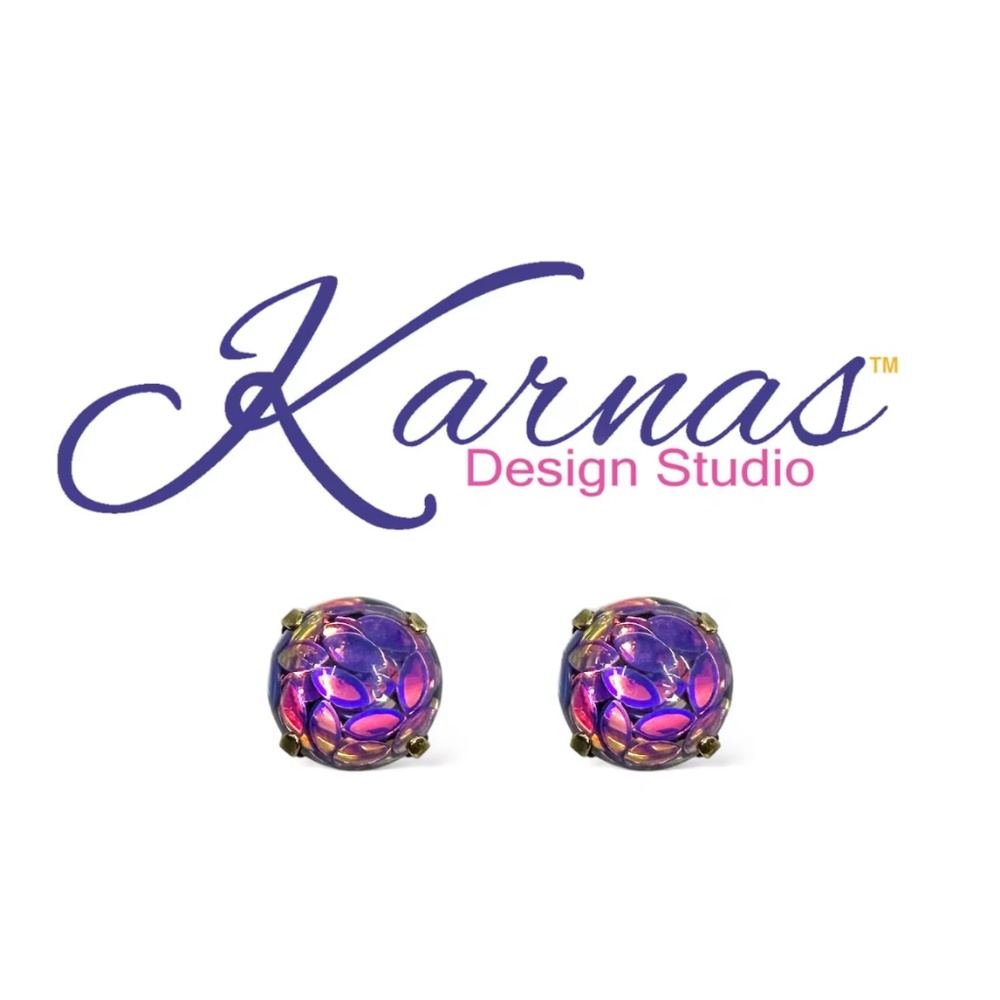 Mystical Purple Glass Cabochon Earrings by Karnas Design Studio